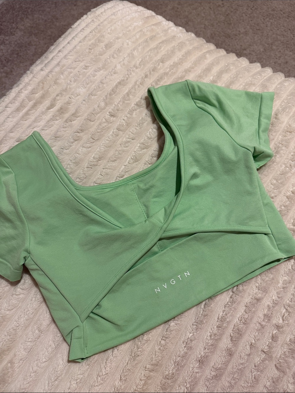 NVGTN Green wrap back/open back Crop Top